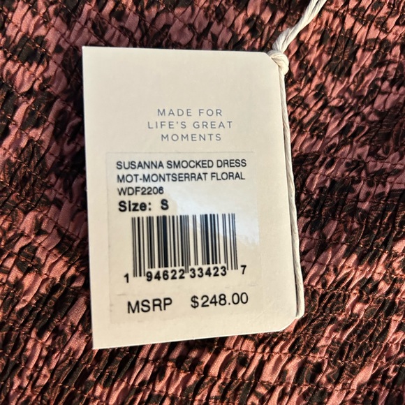 NWT Faherty Susanna smocked dress - Picture 3 of 3